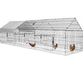 Corral de metal para gallinas de 130 x 40 x 40 pulgadas con cubierta impermeable, jaula grande para conejos y patos, para exteriores, patio trasero, granja