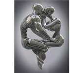 Metal Figure Statue Posters Print Modern Lovers Sculpture Canvas Painting Wall Art Wall Pictures for Room Home Decoration