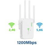 1200Mbps WiFi Repeater WiFi Extender Amplifier Wireless Wi Fi Signal Repeater Dual-Band 2.4G 5G High Gain Amplifier WPS Router