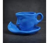 260ml European Style Bar Creative Gift Sculpture Couple Mug Exquisite Matte Ceramic Coffee Cup and Saucer Set