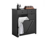 SoBuy Cesto para Ropa Sucia Armario Multifuncional con 2 Cestos y 2 Cajones Negro 78 x 38 x 91 cm BZR33-SCH ES