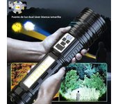 Super Big Flashlight USB Rechargeable Most Strong LED Flash Light Long Range Torch Zoom Outdoor With Digital Power Display