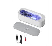 Máquina de limpieza ultrasónica, máquina de limpieza ultrasónica de joyas, limpiador portátil de gafas pequeñas para gafas, relojes, aretes, anillos, collares, monedas, maquinillas de afeitar (recargable)