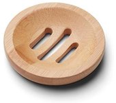 Jabonera circular de Bambú-Jabonera escurridora para el trabajo duro para fregaderos y Duchas-8 cm x 8 cm x 1,5 cm