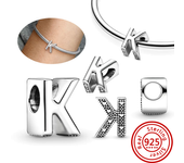 925 Sterling Silver Hollow Round A-Z 26 English Letter Alphabet DIY Beads Fit Original Pandora Charms Bracelet Fine Jewelry Gift