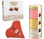 Pack Lacasa bombones corazón mr wonderfull 60G & bombones surtido lata 180 G & bombones corazón tres chocolates 200 g