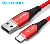 Vention cable usb 2.0 a-c 3a - carga rapida 3a - compatible huawei fcp/qc - nylon trenzado duradero - transferencia 480 mbps - color rojo