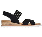 Skechers Bobs Desert Kiss - Shore Enough Sandalias de cuña para mujer negras en textil 86275