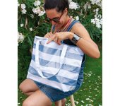 Bolso de playa estampado Azul SUN&SURF, impermeable, 53x36x16 cm