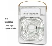 Ventilador portátil de aire acondicionado, humidificador 3 en 1 con USB, luz LED nocturna, nebulizador de agua para el hogar