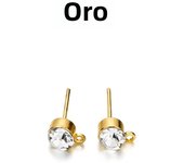 50pcs/lot 4 5 6 mm Clear Rhinestone Earring Posts Ear Studs with Loop Fit DIY Earrings Jewelry Making Supplies Accessories