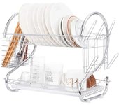 Escurridor de Platos de 2 NIVeles, estantería de platos, Organizador de metal, soporte de almacenamiento para Cocina, cesta Chapada