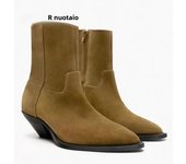 Women Boots 2023 Vintage Brown Cowboy Ankle Boots Autumn Fashion Pointed Toes Zipper Boots Chunky Heel Woman Boot Female