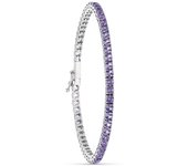 Inmaculada Romero Pulsera Oro 18k Blanco Piedras Amatistas 19 Cm - Elegante Diseño