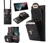 Luxury Case Multi Card Slot Leather Texture Back for Samsung Galaxy S24 23 22 21 20 FE Ultra Plus A12 13 14 34 52 53 54