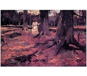 Panel decorativo del museo, listo para colgar. Van Gogh Vincent-Chica en blanco en el bosque-Cm 90x60