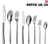 Mr.Spoon Serie Amor 96 piezas cubiertos,Acero inoxidable 18/10,Alta calidad y acabado,Con cuchillo carne o mesa/cuchara/tenedor/cuchillo tenedor de fruta/cuchara y tenedor postre/cuchara cafe,apto para lavavajillas,Para Casa,Hotel,Restaurante 60301/96