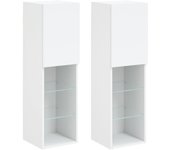 vidaXL Muebles de TV con luces LED 2 uds 30,5x30x102 cm, Mueble de Salon, Mueble TV, Mueble TV salon, Mesa de TV, Mueble tele