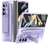 Plating Hinge with Pen 360 Full Screen Protector AG Matte Case for Samsung Galaxy Z Fold 6 5 4 3 5G Shockproof Kickstand Cover