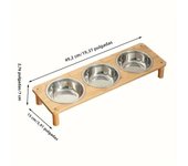 1 Piece Anti-Tipping Cat Bowl Large Stainless Steel Pet Bowl Dog Food Bowl Bamboo Frame Dog Bowl Double Bowl Combination Pet Supplies