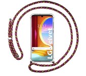 Tumundosmartphone Funda Colgante Transparente para Lg Velvet 5G con Cordon Rosa / Dorado