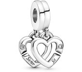 Pandora Pandora Charm Colgante en plata de ley Hermanas Unidas Corazones Divididos 799538C01 , para Mujer