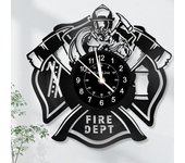 Reloj de pared con disco de vinilo de bombero, reloj de pared de héroe de fuego, reloj de pared decorativo para sala de estar, decoración de bomberos de 12 pulgadas, regalos de cumpleaños, regalos únicos para hombres, niños - negro