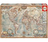 Educa - Puzzle de 1500 Piezas para Adultos | El Mundo, Mapa político geografía. Incluye Pegamento Fix Puzzle. A Partir de 14 años