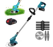 Cortadora de césped eléctrica inalambrica, cortacesped portátil 24 V, con dos baterias, para jardín, con mango ajustable, para corte rápido, Don Feliz