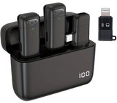 Micrófono Inalámbrico De Solapa Profesional Para IPhone, IPad Y Teléfonos Android Con Estuche De Carga. Micrófono Con Pantalla Digital Inalámbrico De Condensador Omnidireccional Para Grabación De Entrevistas Y Podcasts De Video
