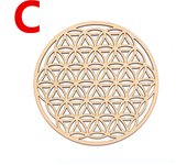 10PCS Round Edge Circles Carved Coaster Natural Chakra Flower of Life Symbol Wood For Stone Crystal Set Table Mat Kitchen DIY