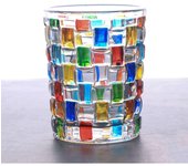 Vasos coloridos, vasos de agua de colores pintados a mano, glasse de agua multicolor, vasos de whisky, vasos de vaso (tejido)
