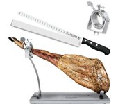 3 Claveles 01737 - Kit Soporte Jamonero Plegable Inox. con Cuchillo POM 29 cm y Funda