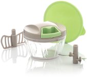 InnovaGoods® Picadora Manual de Verduras y Frutas con Cuerda, trituradora de alimentos de 400 ml, picador de verduras con cuchillas curvadas, Accesorio Mezclador, Tapa Extra. Picadora uso seguro.