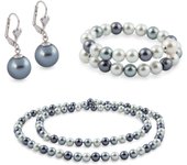 Set Conjunto de Joyería Mallorca Nyana Chic  Pendientes, Pulsera y Collar de Doble Vuelta  Diseño Mediterráneo Elegante  Plata y Acabados de Alta Calidad  Perfecto para Eventos, Bodas o Uso Diario  Joyería Femenina Sofisticada y Versátil