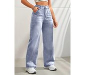 Women's solid color trendy element wide leg jeans
