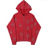 European and American loose top cross hot diamond hoodie women's high street Harajuku retro hip hop zipper Y2K hooded sweatshirt