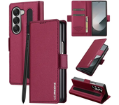 Magnetic Flip Leather Phone Case for Samsung Galaxy Z Fold 6 5 4 3 5G Fold6 Fold5 Fold4 Wallet Card Cover Etui Coque