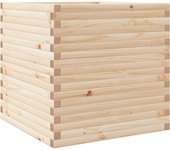 vidaXL Jardinera de madera maciza de pino 70x70x68,5 cm Color Pino natural,  Blanco,  Marrón cera y mas