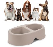 Plastiken Koko - Comedero Doble 0.5L + 0.5L para Mascotas Pequeñas. Ecru