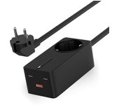 Regleta carga ultra rápida KSIX GaN 65W, PPS, Power Delivery, Multipuerto x4, Cable 1,5 m, Indicador LED, Negro