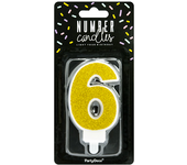 Vela de Cumpleaños Dorada Partydeco - Número 6 - Ideal para Fiestas