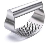 Prensa de ajo Rocker - Picadora de ajo de acero inoxidable Trituradora de ajo, nueva e innovadora picadora de ajo para triturar ajo (plata imperial)