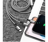 Cable de Carga 3 en 1 2025 - Triple USB (Tipo-C/Micro/Apple) con 120cm, Tejido Nylon Ultra Resistente y Carga Rápida 3A, Compatible con Móvil/Tablets