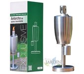Suinga Antorcha Acero Inoxidable Elegante Iluminación Jardín Recargable con Parafina Ahuyenta Mosquitos 27 Cm