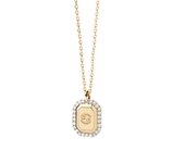 Collar Mujer Plata Ley Baño Oro 18K Circonitas Blancas Cáncer