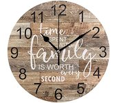 Reloj de pared de granja de 10.0 in, silencioso, rústico, tiempo pasado con la familia, funciona con pilas, decoración moderna para el hogar, sala de estar, cocina, dormitorio