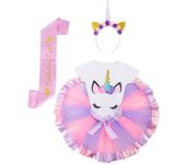 Girls' Unicorn T-shirt Short Skirt Set With Headband And Satin children Rainbow Skirt Children's Clothing Set
