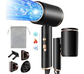 Secador de pelo, secador iónico plegable de 2400 W, secador de viaje profesional con botón de calor/frío, secador de pelo de salón con motor de CA y difusor.