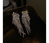 Geometric Long Tassel Crystal Drop Earrings for Women 2023 Silver Gold Color Rhinestone Earring Party Wedding Jewelry